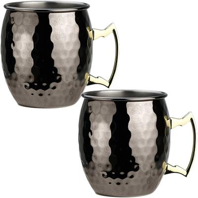 2 Stücke Neue Cocktail Weinbecher Moscow Mule Becher Edelstahl Gehämmert Kupfer Überzogene 550ML Bierbecher Bar Drinkware