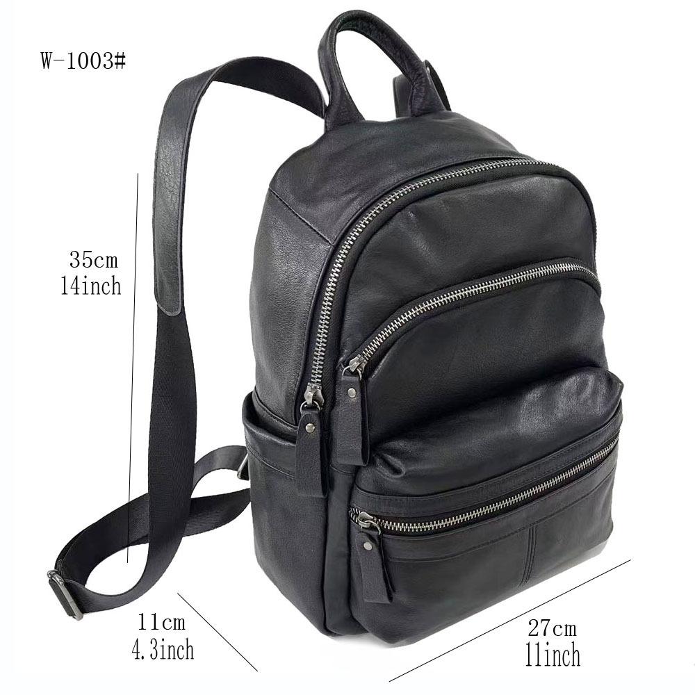 Cowhide Backpack Full Leather Women'S Backpack Black Fashion Versatile Soft Cowhide Bag