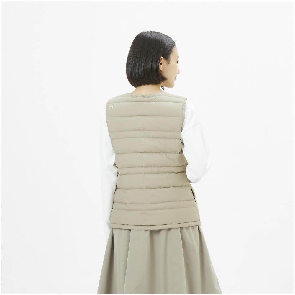 Compact Breath Thermo Down Winter Mocha Size L Vest, Heat-Generating Material, Warmth, Women's, Beige,