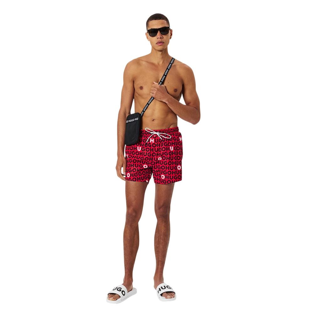 Hugo Mens Logo All-Over Print Regular Swim Shorts