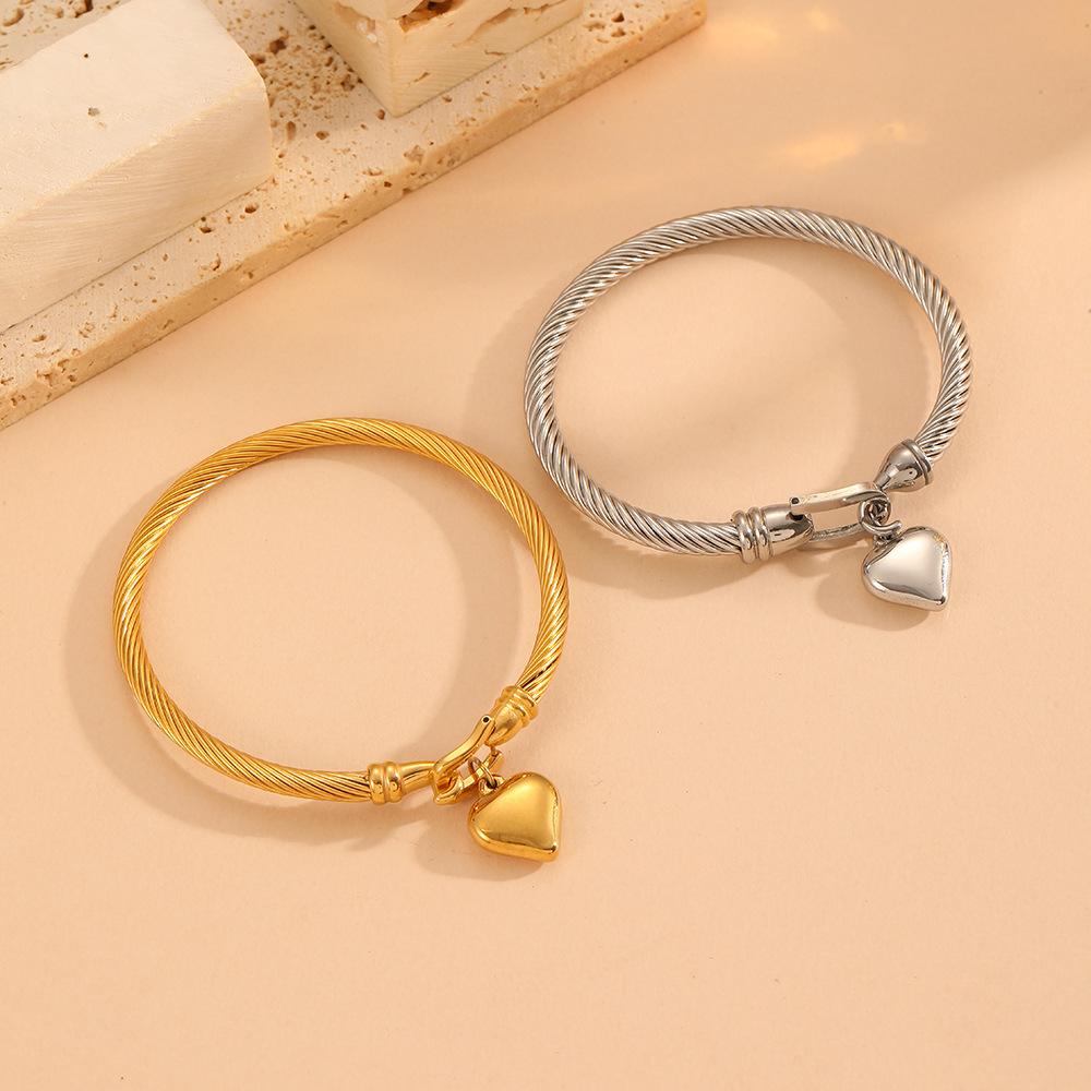 1 szt. Damska modna bransoletka ze stali nierdzewnej z motywem miłości, z cyrkoniami, odpowiednia na randkę, imprezę, festiwal, prezent