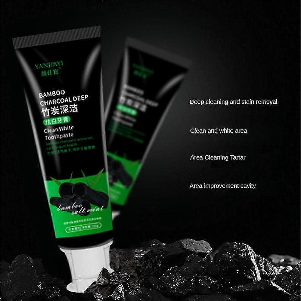 2-Pack Natural Bamboo Charcoal Toothpaste, Fluoride-Free Whitening Formula for Deep Cleaning