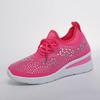 Ladies Four-Season Mesh Platform Shoes Bling Triangle Rhinestone Soft Rubber Sole Casual Daily Sneakers