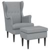 Armchair with Footstool 2 Pcs. Light Gray Fabric