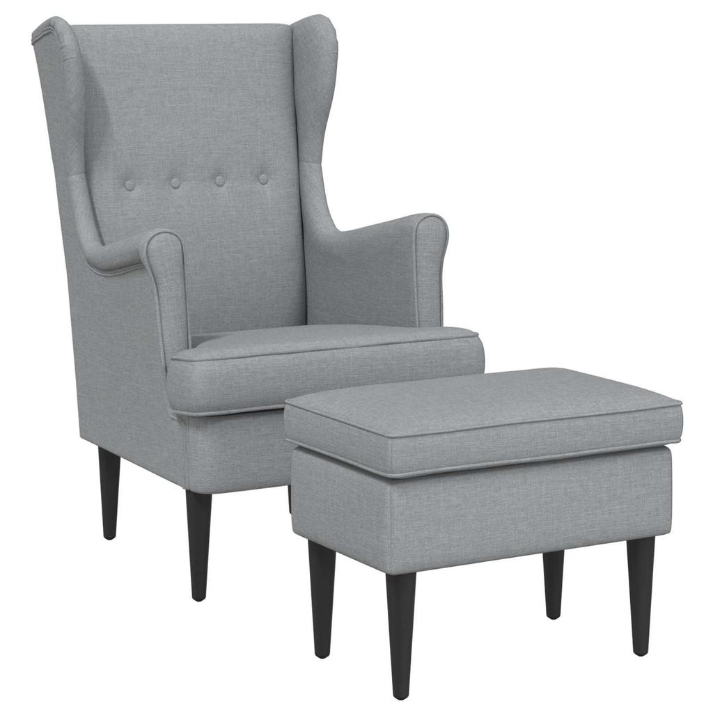 Armchair with Footstool 2 Pcs. Light Gray Fabric
