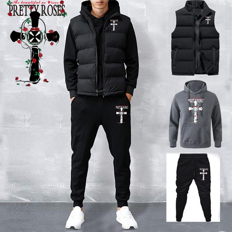 

Мужские Женские Осенне-Зимние Спортивные Костюмы Повседневный Комплект Джоггеров Хлопковый Жилет Спортивные Штаны Толстовка Костюм из 3 Предметов Мужской Спортивный Костюм Спортивные Костюмы 3XL серый