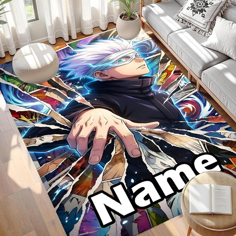 Custom Name Personalized Jujutsu Kaisen Print Carpet, Versatile Home Decor Rug, for Playroom, Apartment, Balcony, Entryway, Hallway Gift