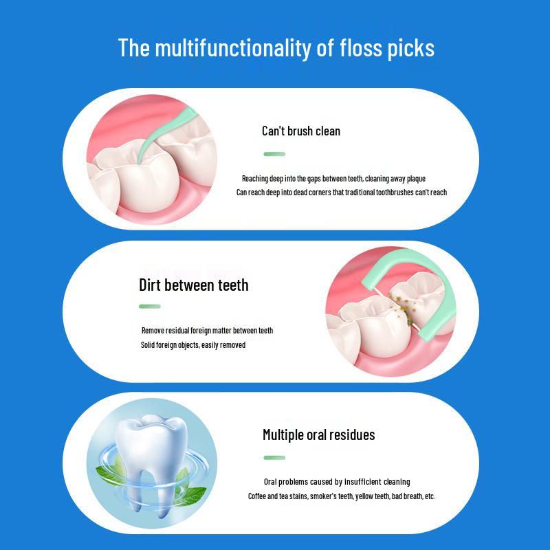 Mint Floss Picks - Plastic Polymer Toothpicks In Neutral Packaging