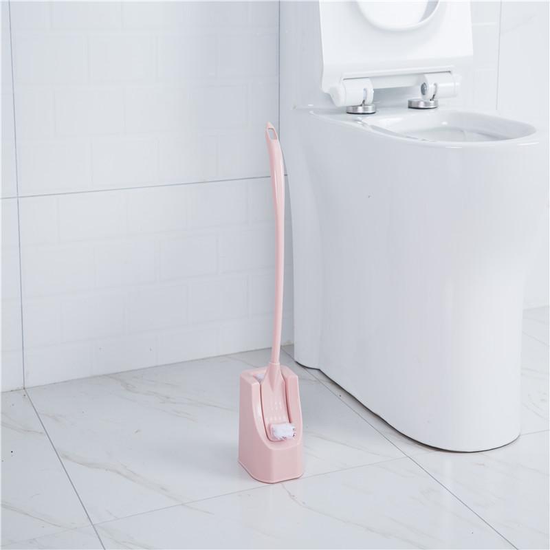 Double-sided Plastic Cleaning Toilet Brush Handle Long Bathroom Scrub Bended Set