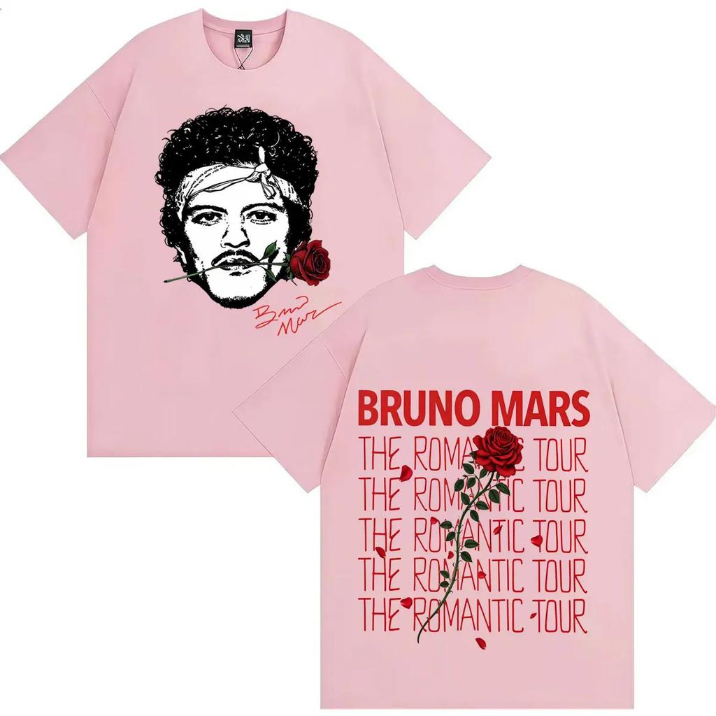 Rapper Bruno Mars The Romantic Tour 2026 Hip Hop Tričko Pánské Dámské Oboustranný Potisk Bavlna Krátký Rukáv Tričko Streetwear