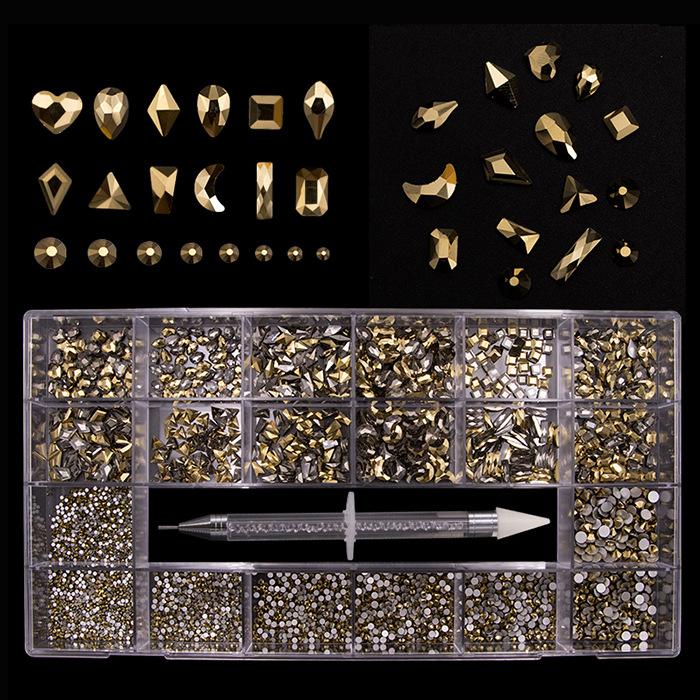 

Nail Art Jewelry 21 Grid Boxed Rhinestone Nail Art Diamond Flat Bottom Special-Shaped Diamond Nail Art Diamond Jewelry Mixed