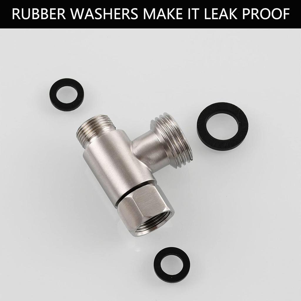 Bidet T Adapter, Biveah Stainless Steel Angle Stop Add-A-Tee Valve 3/8" for Toilet Supply Line Brushed Nickel, KTS002NA