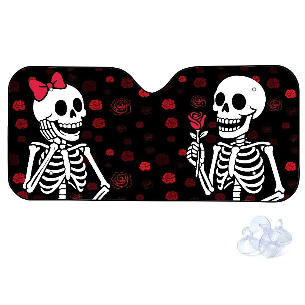 SHEIN Creative Skull Car Sunshade – Portable, Custom Windshield Visor