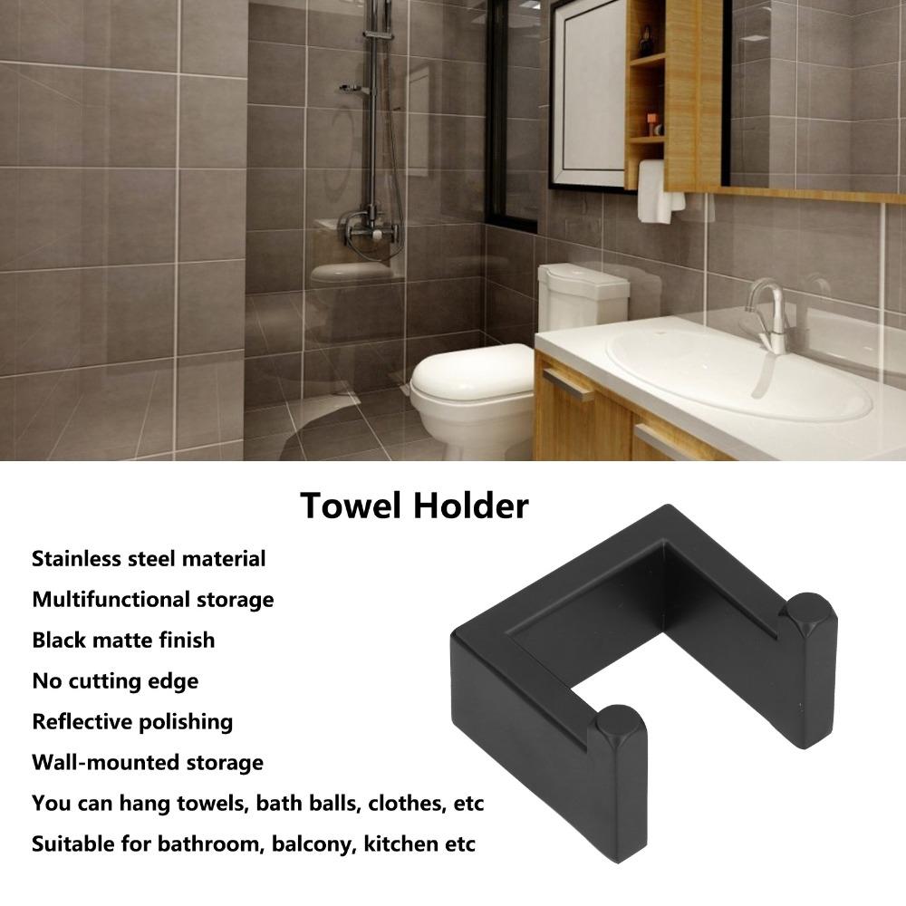 Polished Finish Towel Hook Black Robe Hook Durable Towel Bar Bathroom Kitchen Balcony