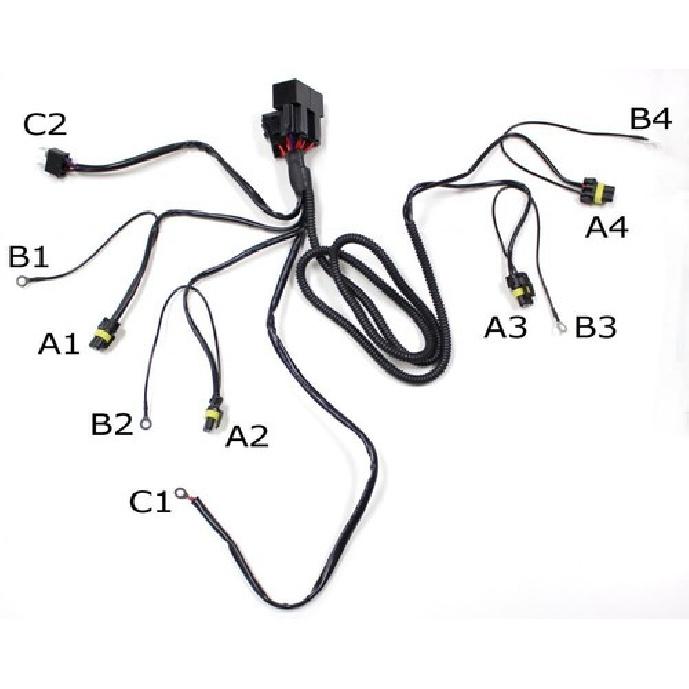 Xenon Headlamp Kit Dual-Relay Wiring Harness for H4 9003 HB2 Hi/Lo 4 Lamps