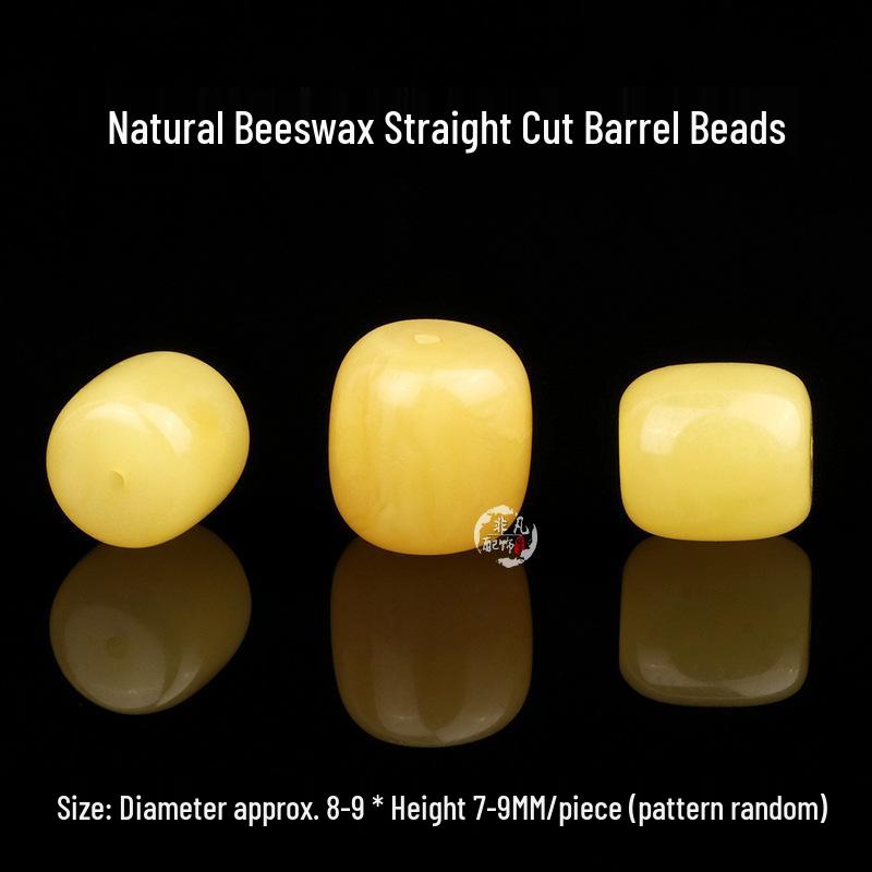 Natural Amber Beeswax Straight-Cut Barrel Beads - Old Style Vajra Bodhi Star Moon DIY Jewelry Spacer Crystals