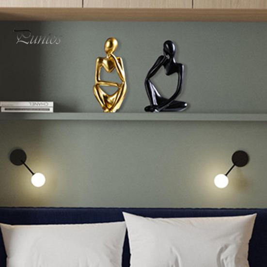 3 pezzi di figurina di pensatore astratto mini pensatore seduto statua in resina scultura soggiorno casa ufficio libreria decorazione da tavolo ornamento