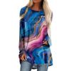 Women's Fashion Casual Long Sleeve  Print Round Neck Pullover Top Blouse