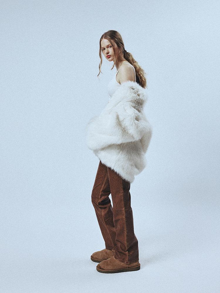 SUNDAY FRUIT MARKET W) Vintage Leather Flare Pant Brown