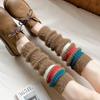 Autumn Winter Leg Warmers for Women Thickened Mink Fur Leg Protection Warm Knee-High Fashion Striped Sleeves Foot Covers Dual Purpose