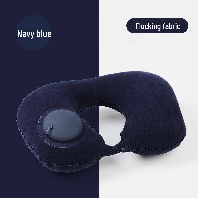 Inflatable U-shaped Travel Neck Pillow - Portable, Ergonomic, Height-Adjustable, Storable Milk Silk Design