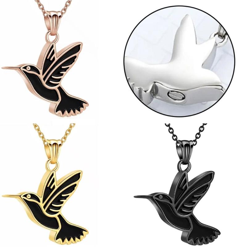 Elegant Bird Ornamented Pet Commemoration Jewelry Private Urn Charm Necklace In Durable Wear Resistant