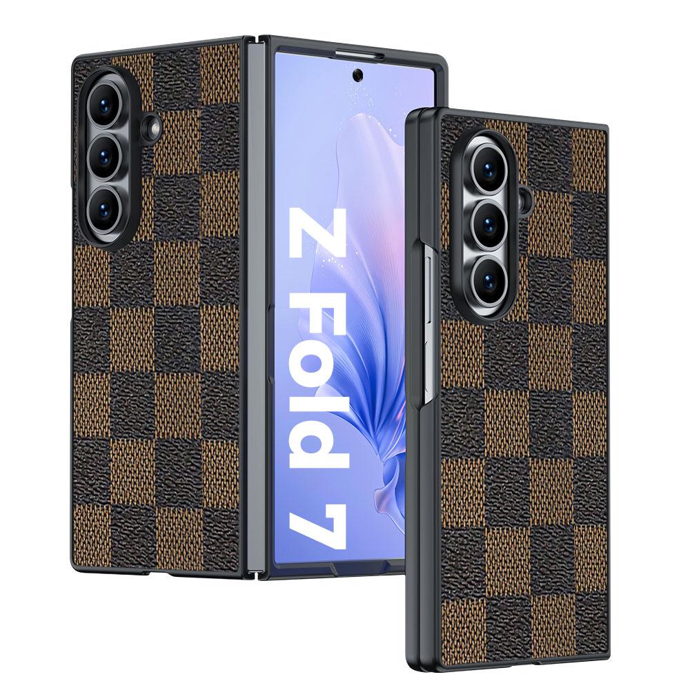 Applicable To Samsung ZFold7 Mobile Phone Case Plain Leather Lamb Leather Anti-drop Folding Business Ultra-thin ZFold6 Protective Case