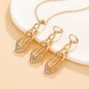 2PCS Vintage Geometric Shiny Zircon Jewelry Set Exquisite Pendant Necklace Hoop Earrings For Woman Trendy Style