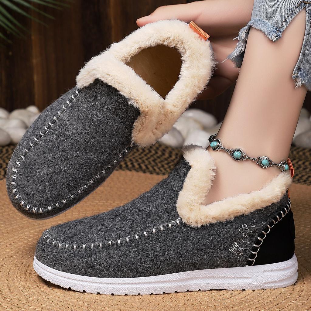 Forro de felpa Mocasines de invierno cómodos para mujer con zapatos casuales cálidos de felpa Invierno