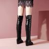 Down Warm High Snow Boots Women 2025 Plush Winter Shoes Women's Over-the-Knee High Boots Fur Water-proof Wedge Heels Black White