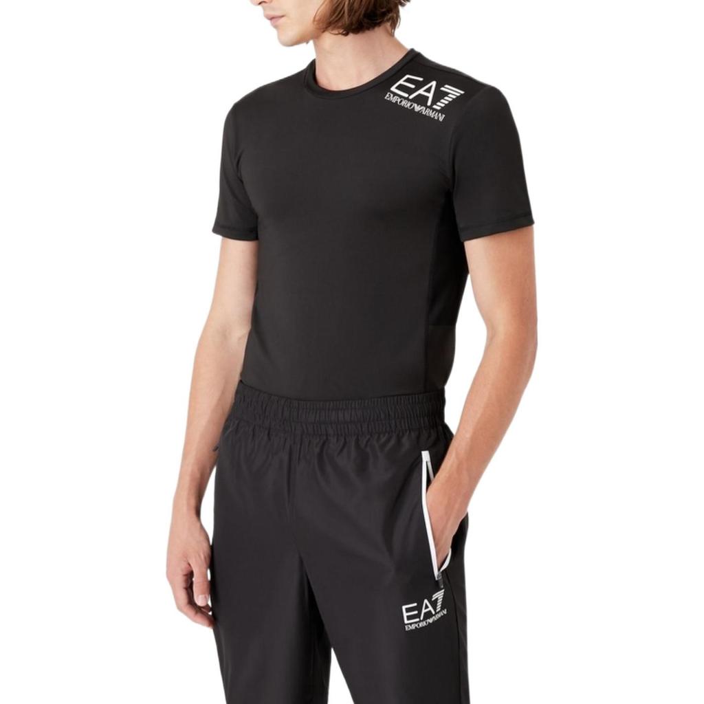 Emporio Armani SS23 EA7 Series Letter Print Crew Neck Short Sleeve T-Shirt Men Tops Black 8NPT12-PJ3UZ-1200