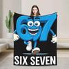 Cute  Six Seven  Funny Italian Brainrot Gaming Meme Flannel Blanket Autumn Warm Throw for Kids Outdoor Bedspread