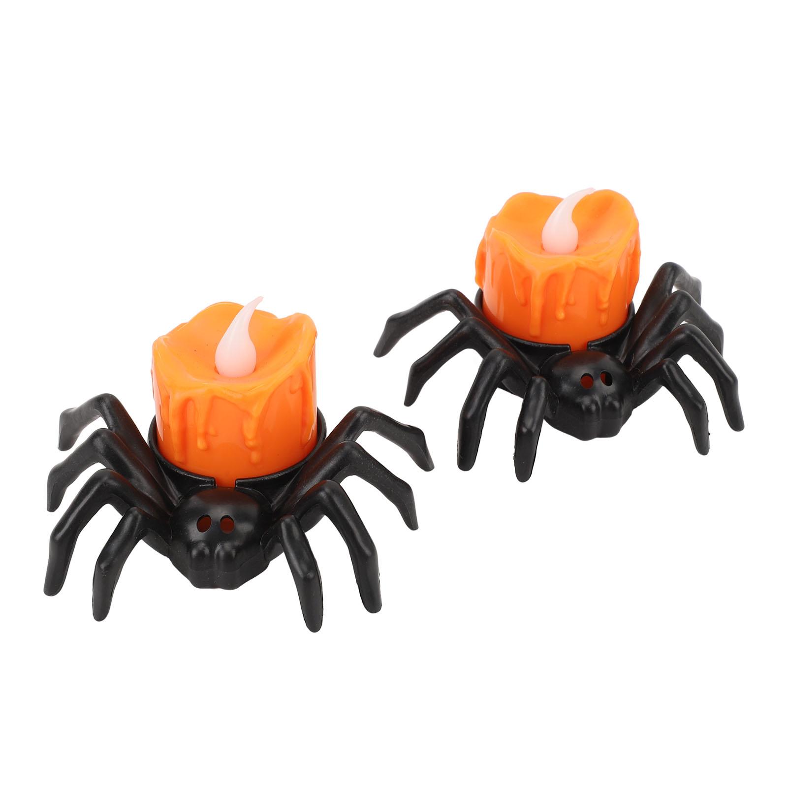 

2 шт. Чайные свечи-пауки на батарейках, настольный декор, беспламенные свечи-пауки, оранжевые чайные свечи для