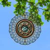 10-Inch 2D Kinetic Metal Wind Spinner – Artistic Eye Design Wall Decor, 360° Rotating Hook for Indoor/Outdoor Use