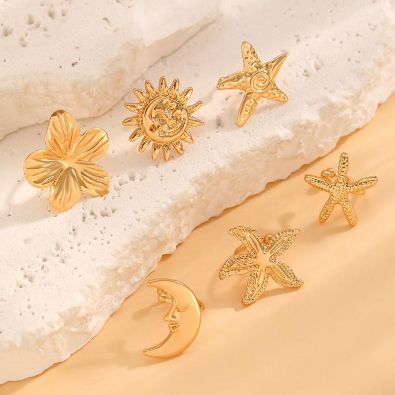 Boho Chic Ear Cuffs No Piercing Sea Star Sun Moon Flower Alloy Earrings Women 2025