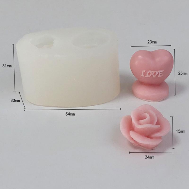 Heart Shaped Candle Silicone Mold for Making Candle Soap Plaster Ornemant Resin Craft, Rose Candle Silicone Molds