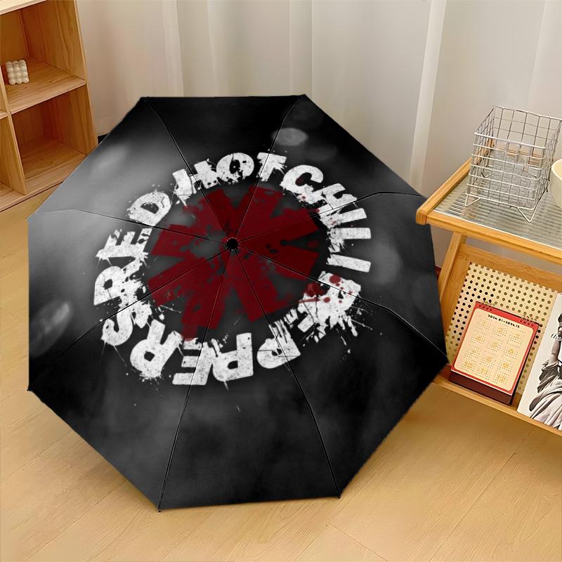 Red Hot Chili Peppers Print 8?Ribs Automatic Umbrella Wind Resistant Lightweight Folding Umbrella For Outdoor Travel