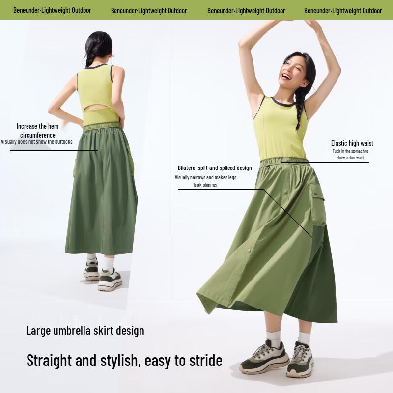 beneunder Damen Faltenrock A-Linie Midi