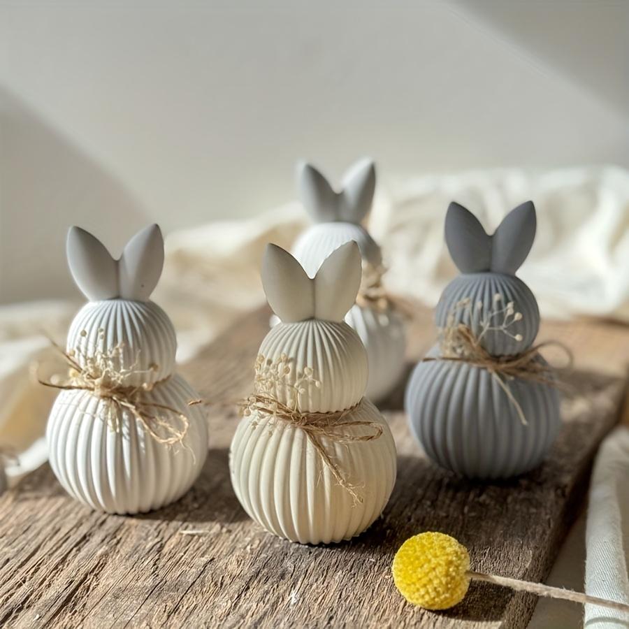 Resin Mold Striped Rabbit Ornament Epoxy Resin Dropper Silicone Mold DIY Easter Rabbit Candle Gypsum Clay Ornament Mold