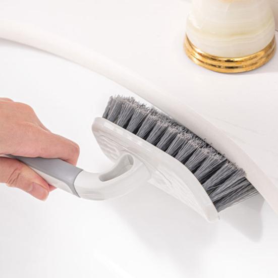 Floor Brush Ergonomic Non-slip Handle Tough Bristles Labor-saving Bathroom Toilet Handled Notch Ground Seam Brush for Hotel