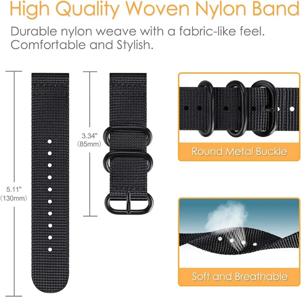 22mm Three-ring Nylon Loop Strap For Amazfit T-Rex3 Pro 48mm Buckle Bracelet Wristband For Amazfit Helio/Bip 6-5/Balance 2/GTR 4