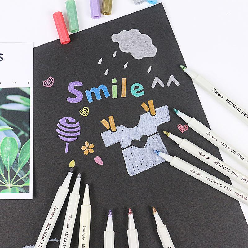 GuangNa 10/30 Colors Metallic Markers Fine Point Metallic Marker Calligraphy Brush Pens for Scrapbooking Crafts Art Rock Egg