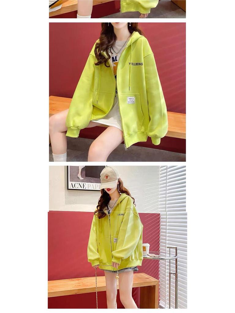 Chinese Cotton Silver Fox Velvet Hooded Cardigan Sweater with Back Collar and Print.
