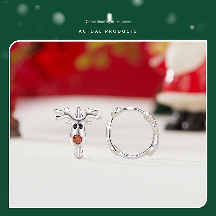 Everly Christmas Reindeer Ear Cuffs: s925 Sterling Silver Cute Earrings for Women