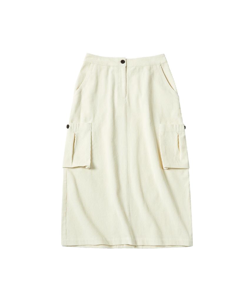 Comoni Nose W Pocket Midi-Skirt [Ivory]