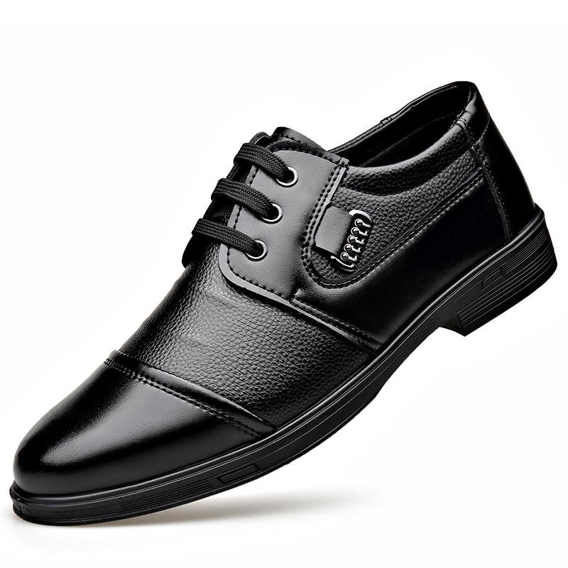 Men's Versatile Lace-Up Casual Shoes in Genuine Cowhide Leather with Soft Sole