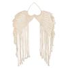 Angels Wing Shaped Macrame Tapestry Retro Cotton String with Long Tassel Elegant Ornament Decoration for Apartment Dorm Room