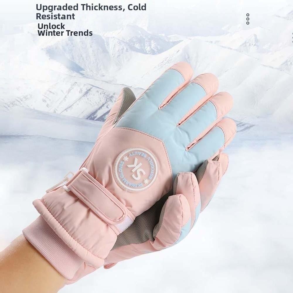 Oxford Cloth Plush Thickened Gloves Coral Fleece Unisex Windproof Gloves  Cycling