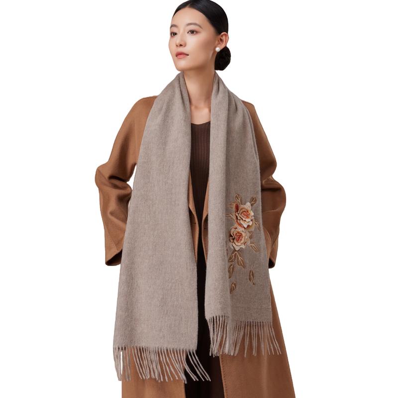 

Shanghai Story Women s 100% Wool Embroidered Scarf Shawl 200x35cm (including fringe)