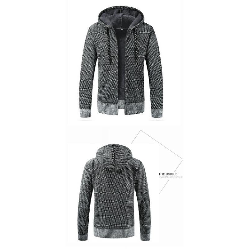 Herren S Einfarbig Langarm Kapuzen Fleece Strickjacke Pullover Für Teenager